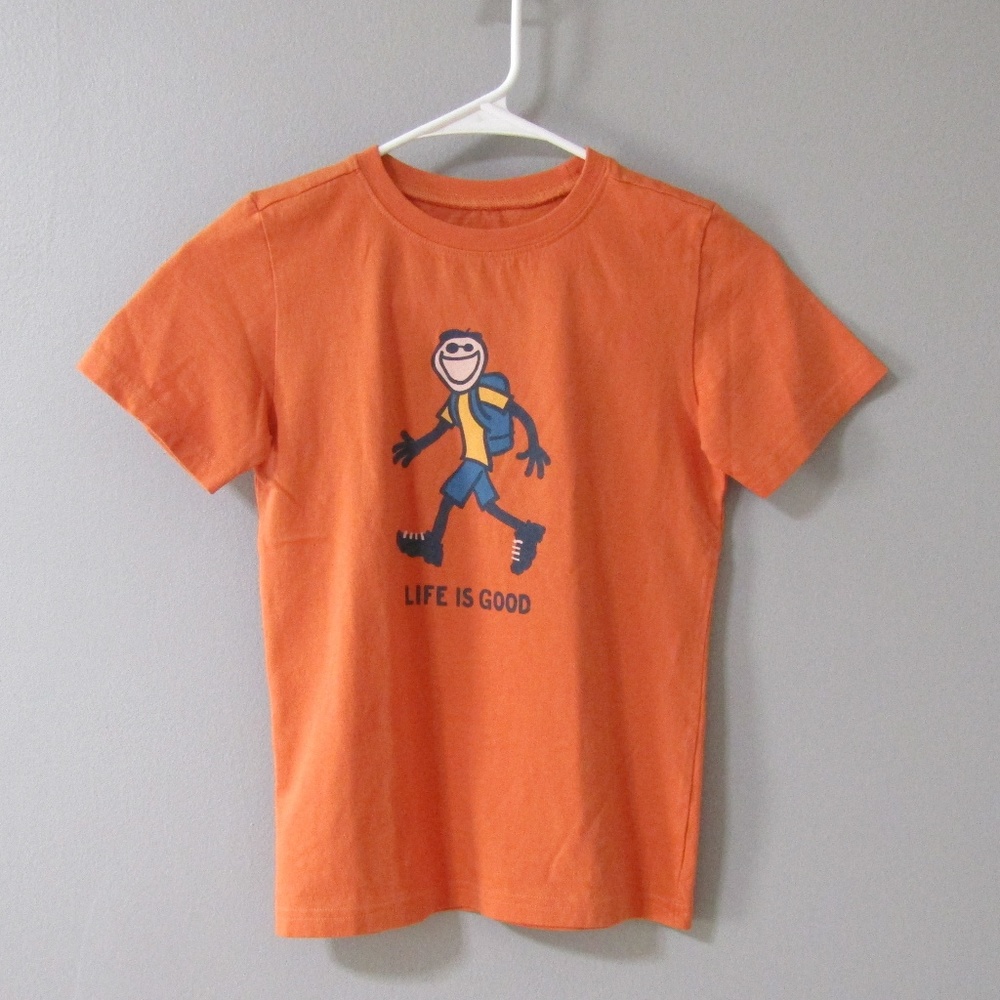 NEW Life Is Good Orange Graphic Tee Boy's S 5-6